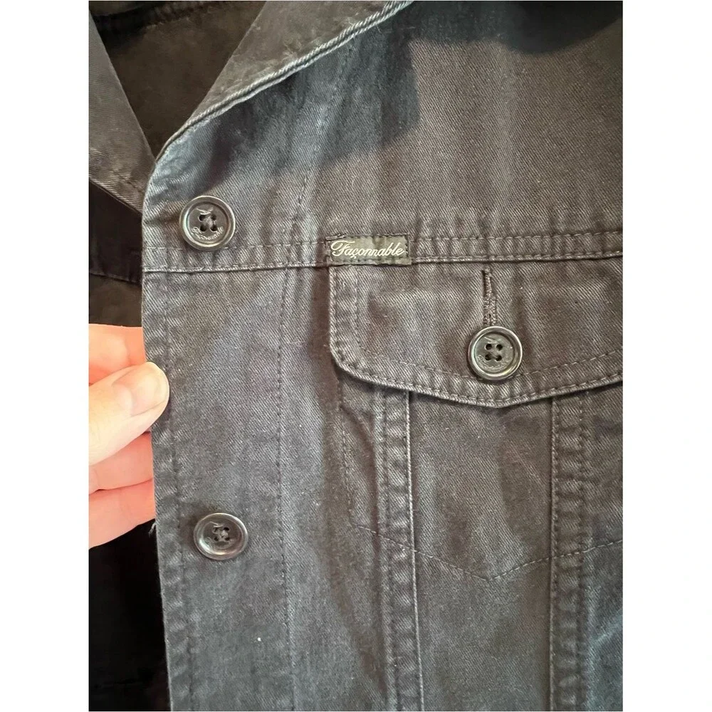 Faconnable Black Soft Cotton Jean Jacket